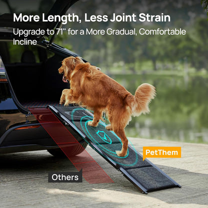 Dog Car Ramp with Non-Slip Rug Surface
