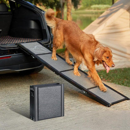 Dog Car Ramp with Non-Slip Rug Surface